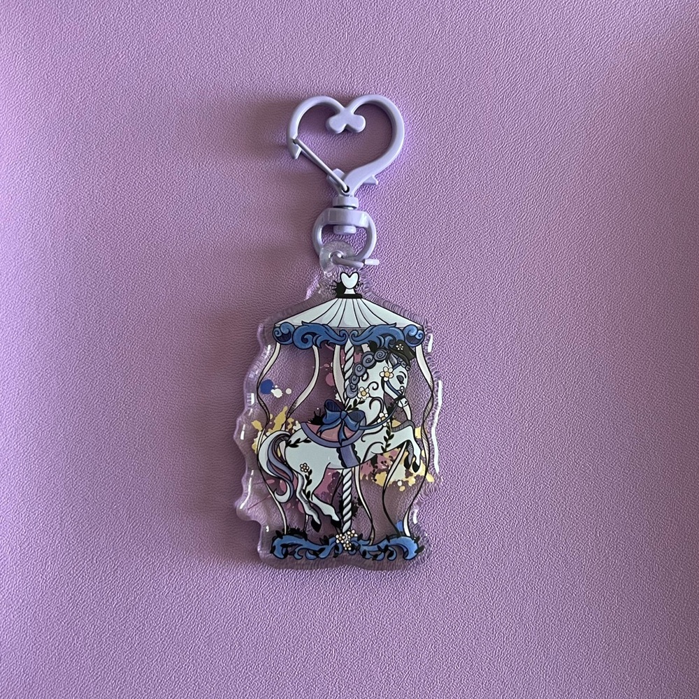 Mary Poppins Horse Carousel Double Epoxy Fanart Purple Lavender Keychain
